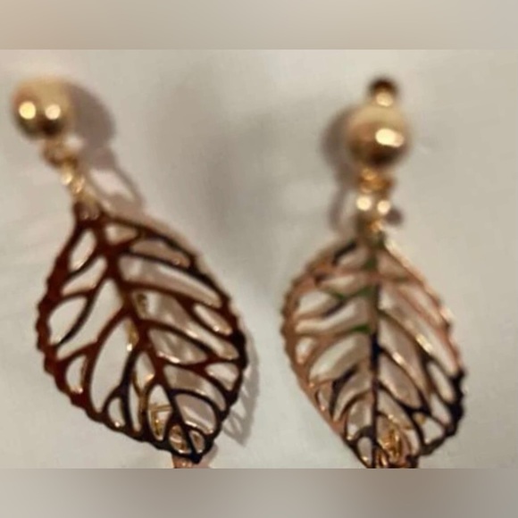 “Autumn” Fall Gold Lasercut Cut-out Hollow Leaf Leaves Nature Boho Hippie Dangle - Picture 15 of 16